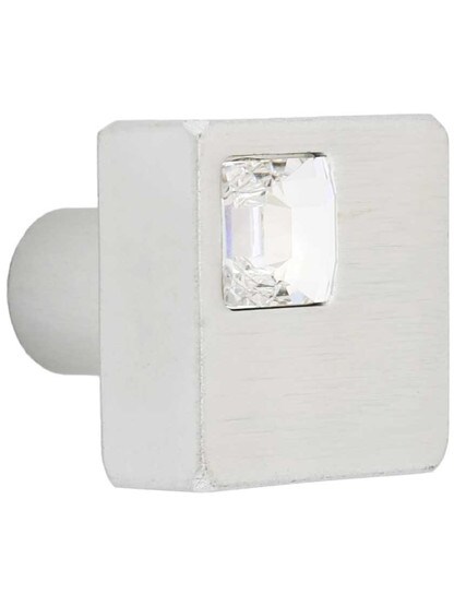 Legacy Corner Crystal Knob - 1 inch Square in Satin Chrome.